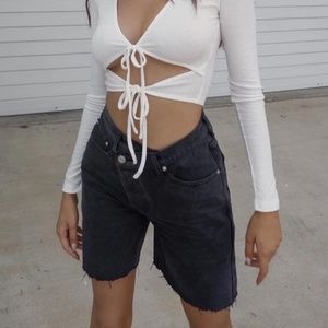 Princess Polly Black Jean Shorts